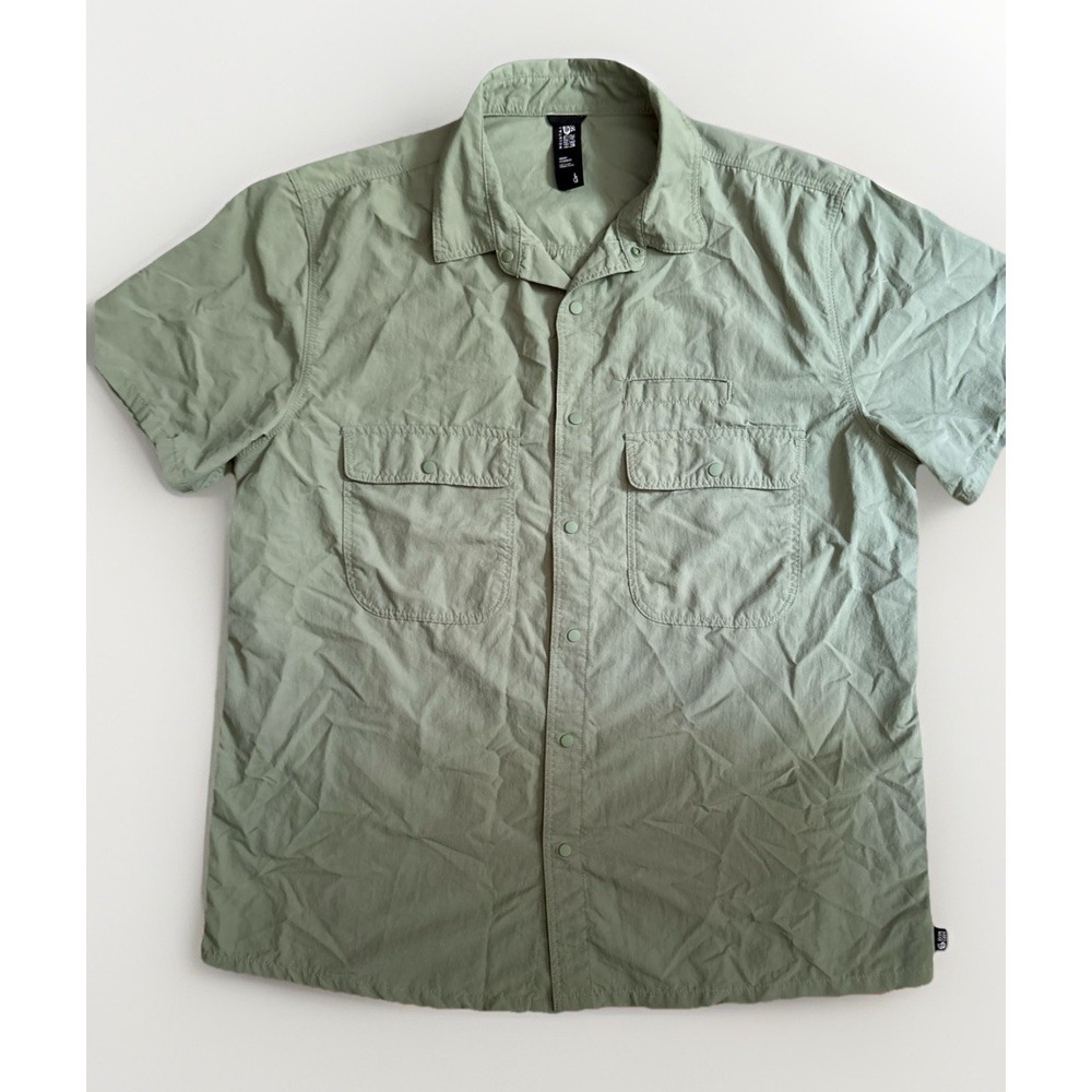 Mountain Hardwear Men Snap Button Up Shirt Green Performance Fishing Outdoors LG